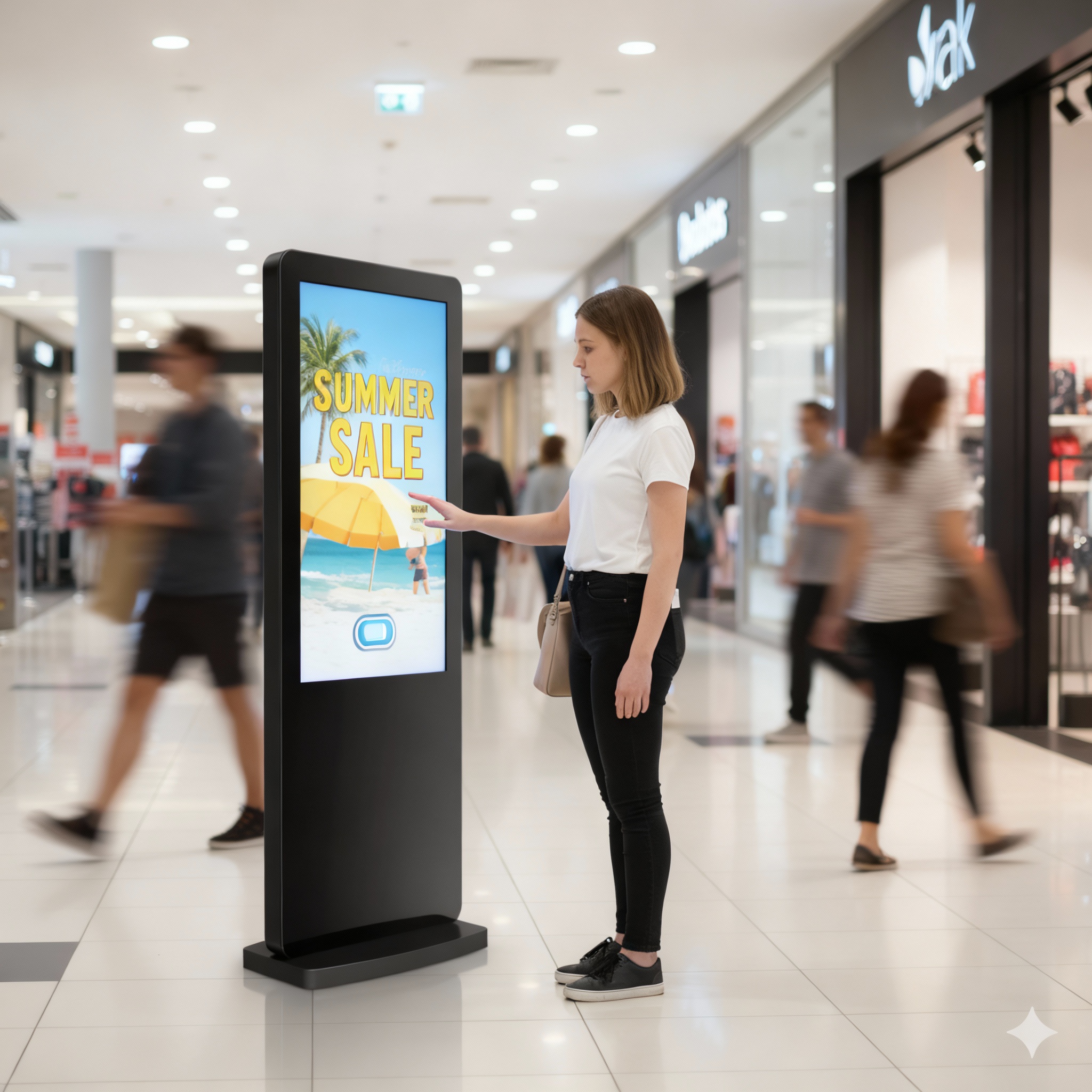 Customer interacting with digital signage